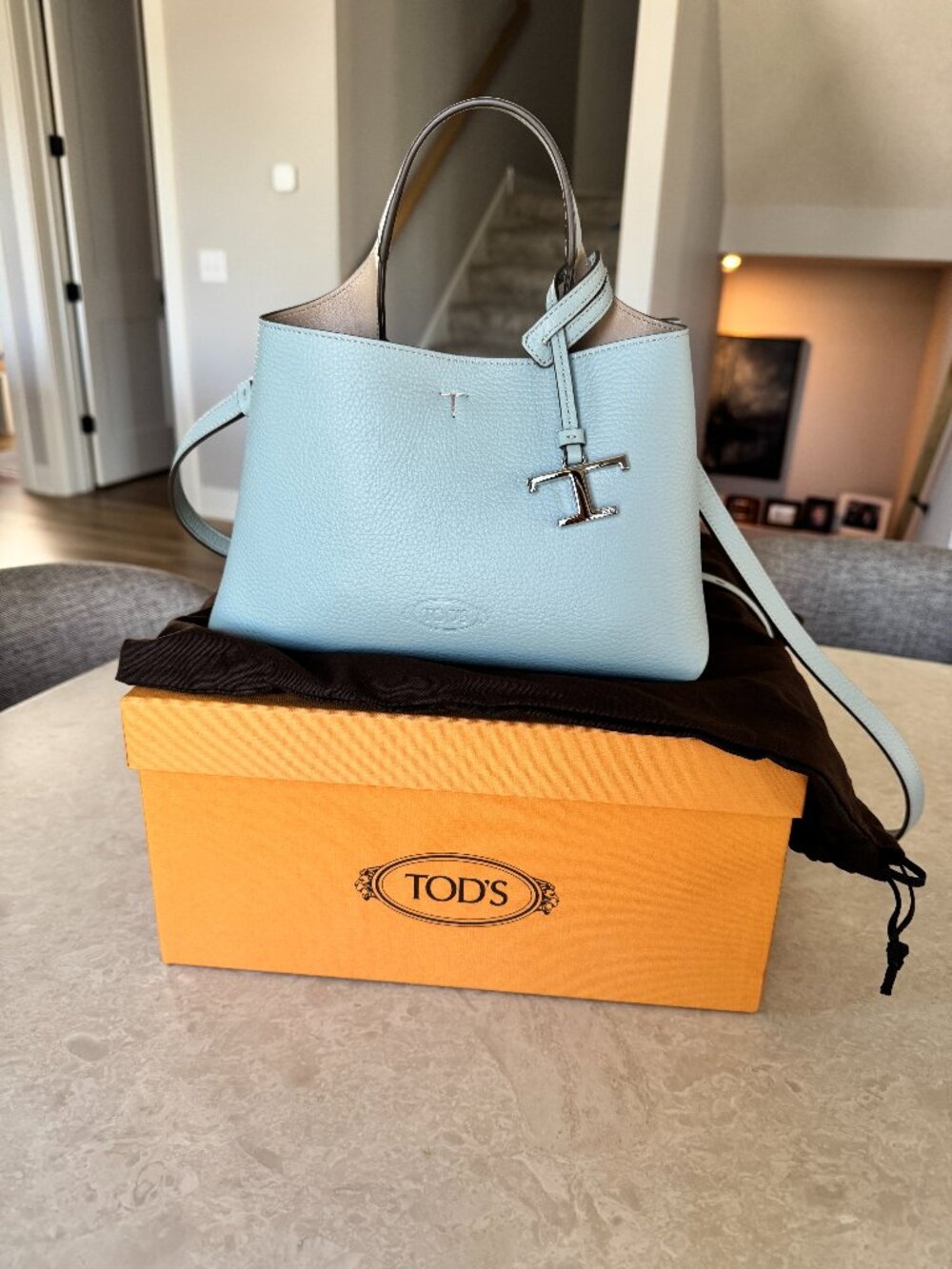 Original Tod's bag in leather micro (light blue)